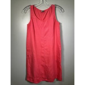 J.Jill Linen Shift Dress XS Hot Pink A Line Beachy Summer Minimalist Y2K Pockets
